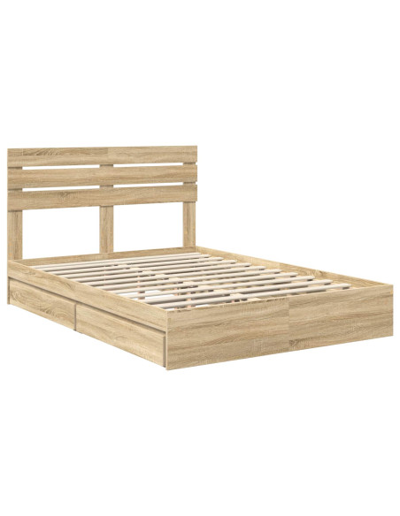 Letto con Contenitore con testiera Rovere Sonoma 160 x 200 cm
