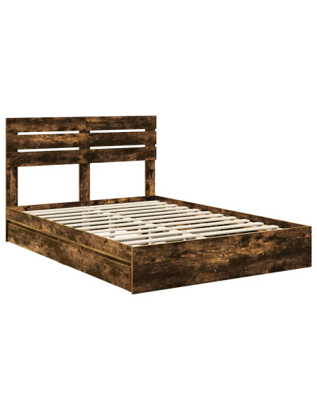 Letto con Contenitore con testiera Rovere fumé 160 x 200 cm