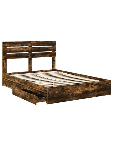 Letto con Contenitore con testiera Rovere fumé 160 x 200 cm