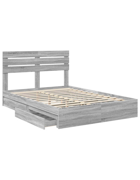 Letto con Contenitore con testiera Grigio Sonoma 160 x 200 cm