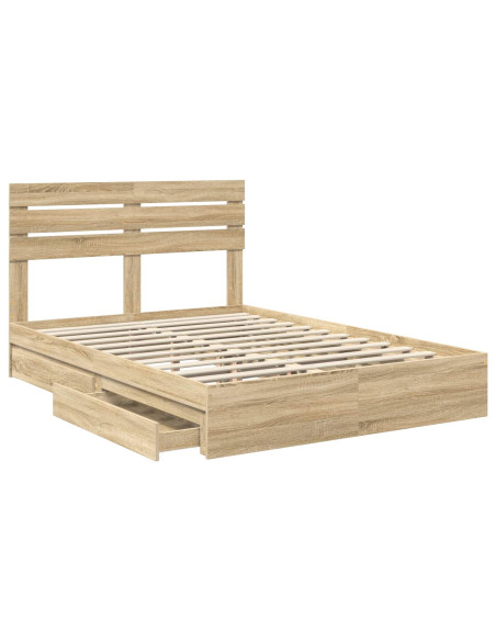 Letto con Contenitore con testiera Rovere Sonoma 150 x 200 cm