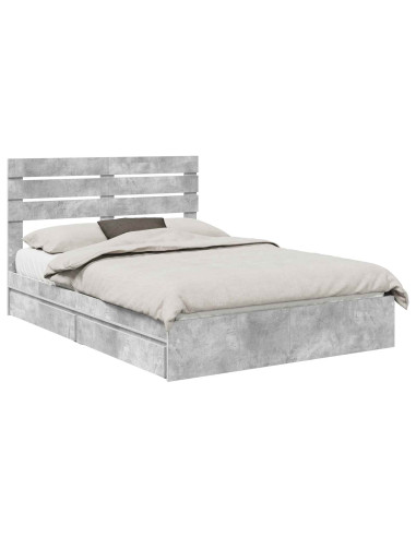 Letto con Contenitore con testiera Grigio cemento 150 x 200 cm