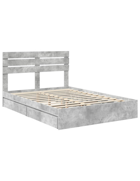 Letto con Contenitore con testiera Grigio cemento 150 x 200 cm