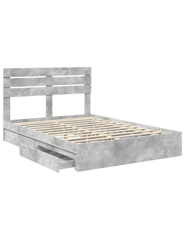 Letto con Contenitore con testiera Grigio cemento 150 x 200 cm