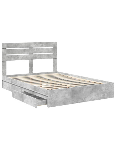 Letto con Contenitore con testiera Grigio cemento 150 x 200 cm