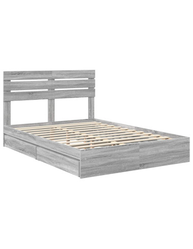 Letto con Contenitore con testiera Grigio Sonoma 150 x 200 cm