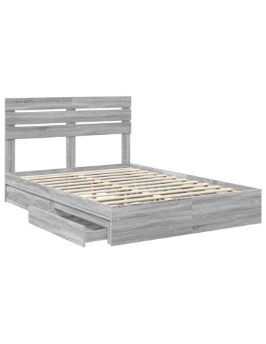 Letto con Contenitore con testiera Grigio Sonoma 150 x 200 cm