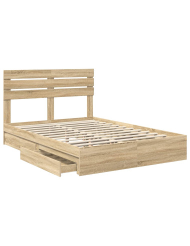 Letto con Contenitore con testiera Rovere Sonoma 140 x 200 cm