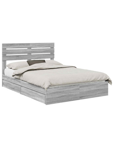 Letto con Contenitore con testiera Grigio Sonoma 140 x 200 cm