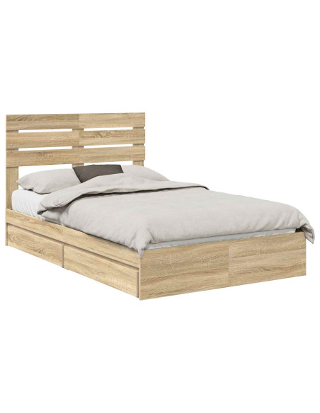 Letto con Contenitore con testiera Rovere Sonoma 135 x 190 cm