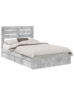 Letto con Contenitore con testiera Grigio cemento 135 x 190 cm 2