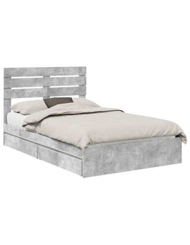 Letto con Contenitore con testiera Grigio cemento 135 x 190 cm