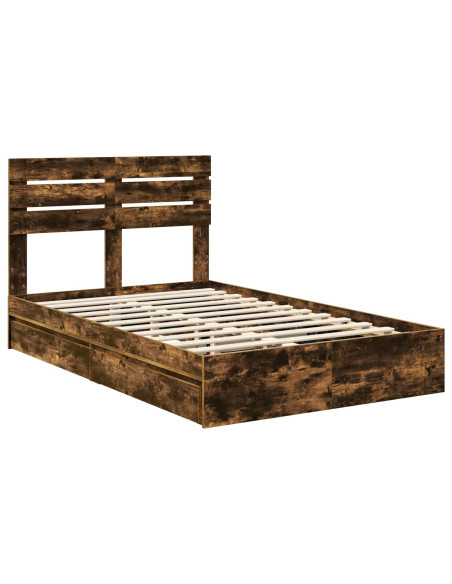 Letto con Contenitore con testiera Rovere fumé 135 x 190 cm