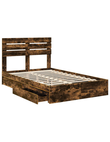 Letto con Contenitore con testiera Rovere fumé 135 x 190 cm