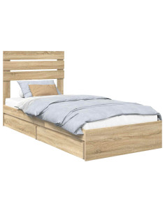 Letto con Contenitore con testiera Rovere Sonoma 100 x 200 cm 2