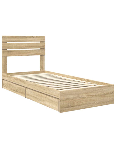 Letto con Contenitore con testiera Rovere Sonoma 100 x 200 cm