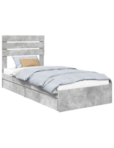 Letto con Contenitore con testiera Grigio cemento 90 x 200 cm