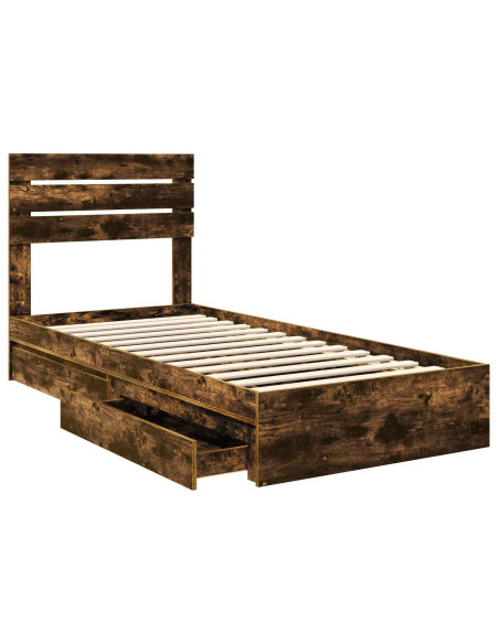 Letto con Contenitore con testiera Rovere fumé 100 x 200 cm