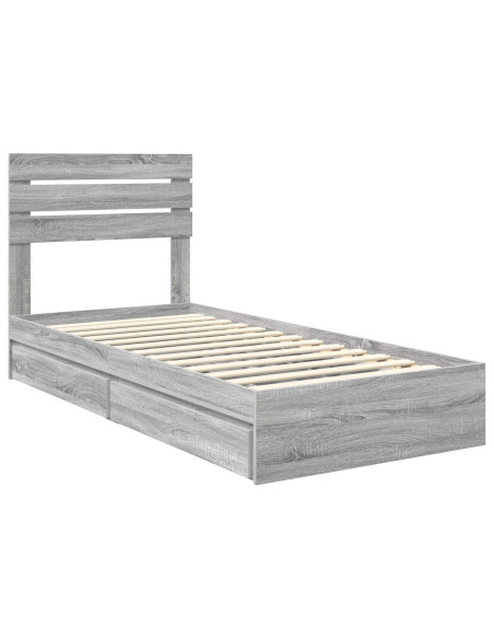 Letto con Contenitore con testiera Grigio Sonoma 100 x 200 cm