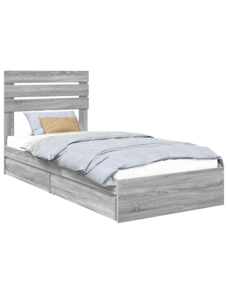 Letto con Contenitore con testiera Grigio Sonoma 90 x 200 cm