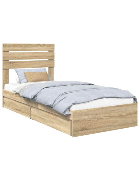 Letto con Contenitore con testiera Rovere Sonoma 90 x 190 cm