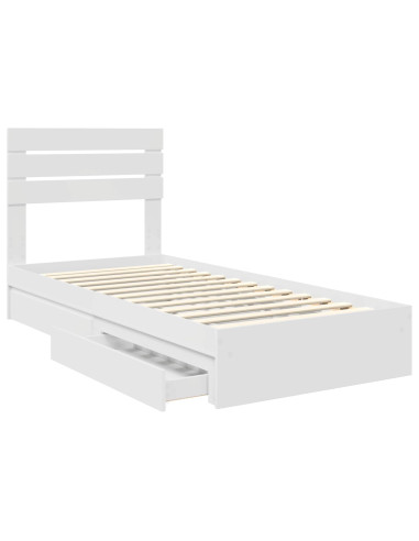 Letto con Contenitore Bianco 75 x 190 cm Legno multistrato