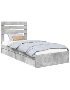 Letto con Contenitore con testiera Grigio cemento 70 x 190 cm 2