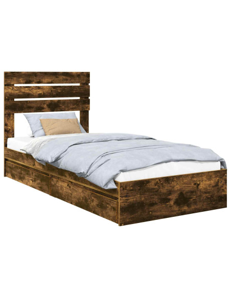 Letto con Contenitore Rovere fumé 75 x 190 cm Legno multistrato