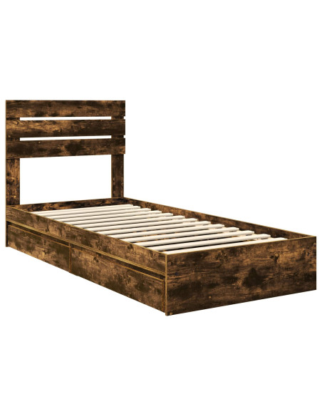 Letto con Contenitore Rovere fumé 75 x 190 cm Legno multistrato