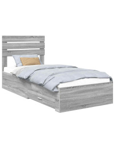 Struttura del letto Grigio Sonoma e Argento 75 x 190 cm 2