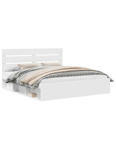 Struttura del letto Bianco 180 x 200 cm Pino massello 2