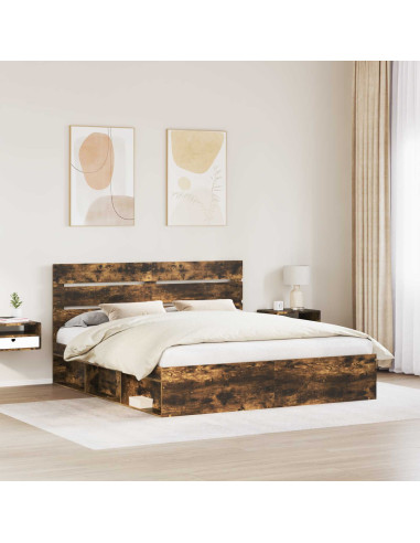 Struttura del letto Rovere fumé 180 x 200 cm Pino massello