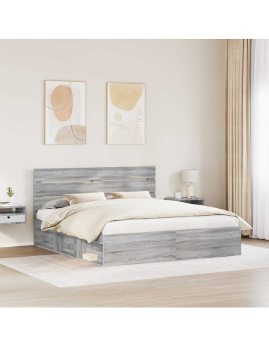 Struttura del letto Grigio Sonoma 180 x 200 cm Pino massello