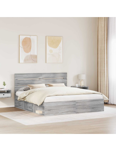 Struttura del letto Grigio Sonoma 180 x 200 cm Pino massello
