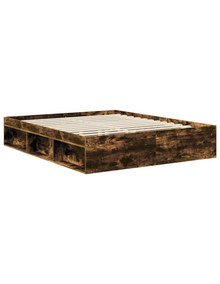 Struttura del letto Rovere fumé 160 x 200 cm Pino massello