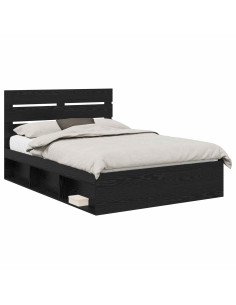 Struttura del letto Nero 150 x 200 cm Pino massello 2