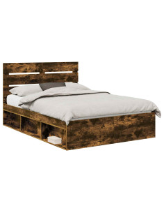 Struttura del letto Rovere fumé 140 x 200 cm Pino massello 2