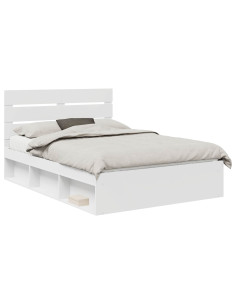 Struttura del letto Bianco 140 x 190 cm Pino massello 2
