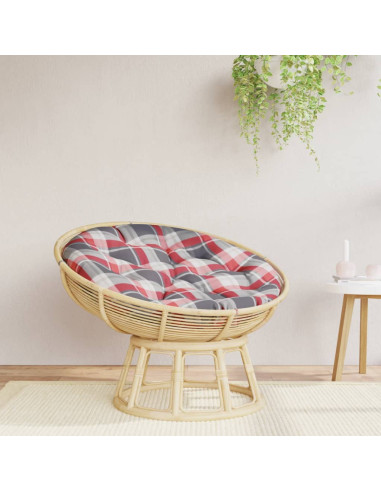 Cuscino Rotondo Rosso Motivo a Quadri Ø 100x11cm Tessuto Oxford