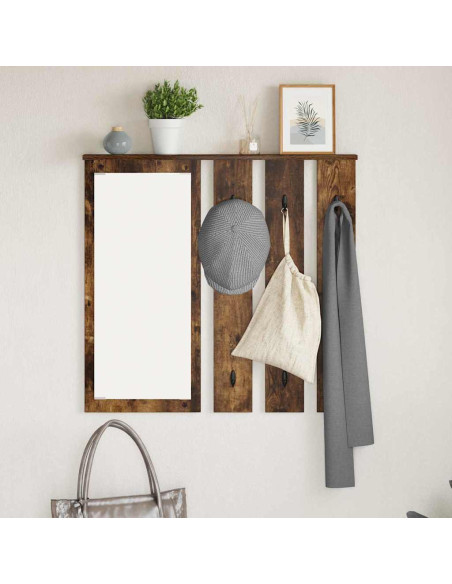Appendiabiti a muro con lo scaffale Rovere fumo 84 x 10 x 80 cm
