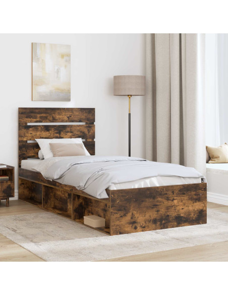 Struttura del letto Rovere fumé 90 x 200 cm Pino massello