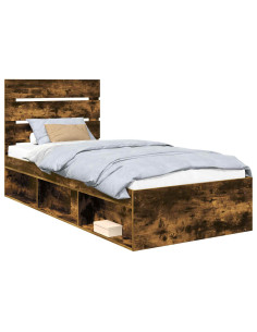 Struttura del letto Rovere fumé 90 x 190 cm Pino massello 2