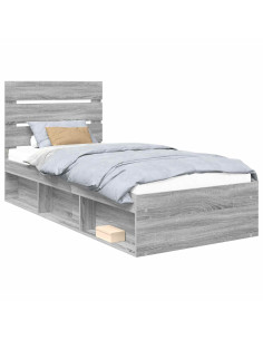Struttura del letto Grigio Sonoma 90 x 190 cm Pino massello 2