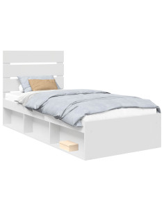 Struttura del letto Bianco 75 x 190 cm Pino massello 2