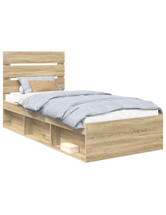 Struttura del letto Rovere Sonoma 75 x 190 cm Pino massello 2