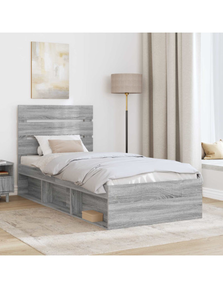 Struttura del letto Grigio Sonoma 75 x 190 cm Pino massello