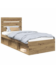 Struttura del letto con testiera Rovere Artigianale 75 x 190 cm 2