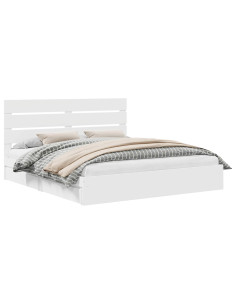 Letto con Contenitore Bianco 200 x 200 cm Legno multistrato 2