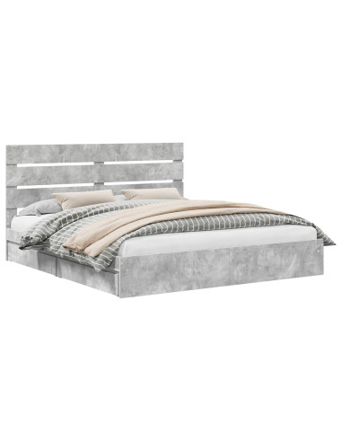 Letto con Contenitore con testiera Grigio cemento 200 x 200 cm