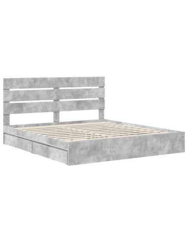 Letto con Contenitore con testiera Grigio cemento 200 x 200 cm